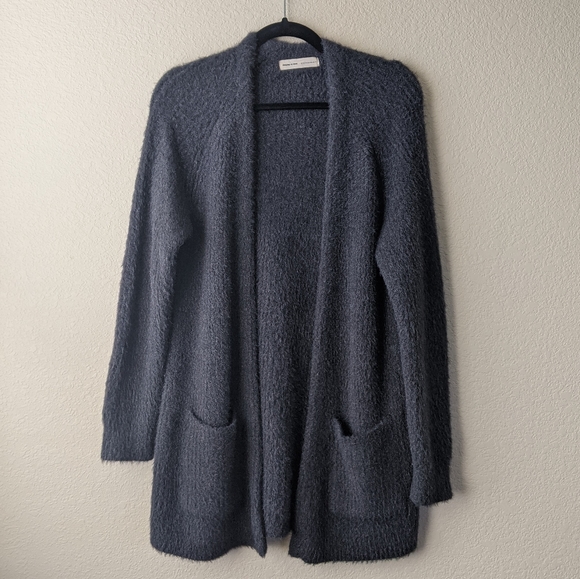 Anthropologie Sweaters - Sleeping on snow small grey fuzzy cardigan open